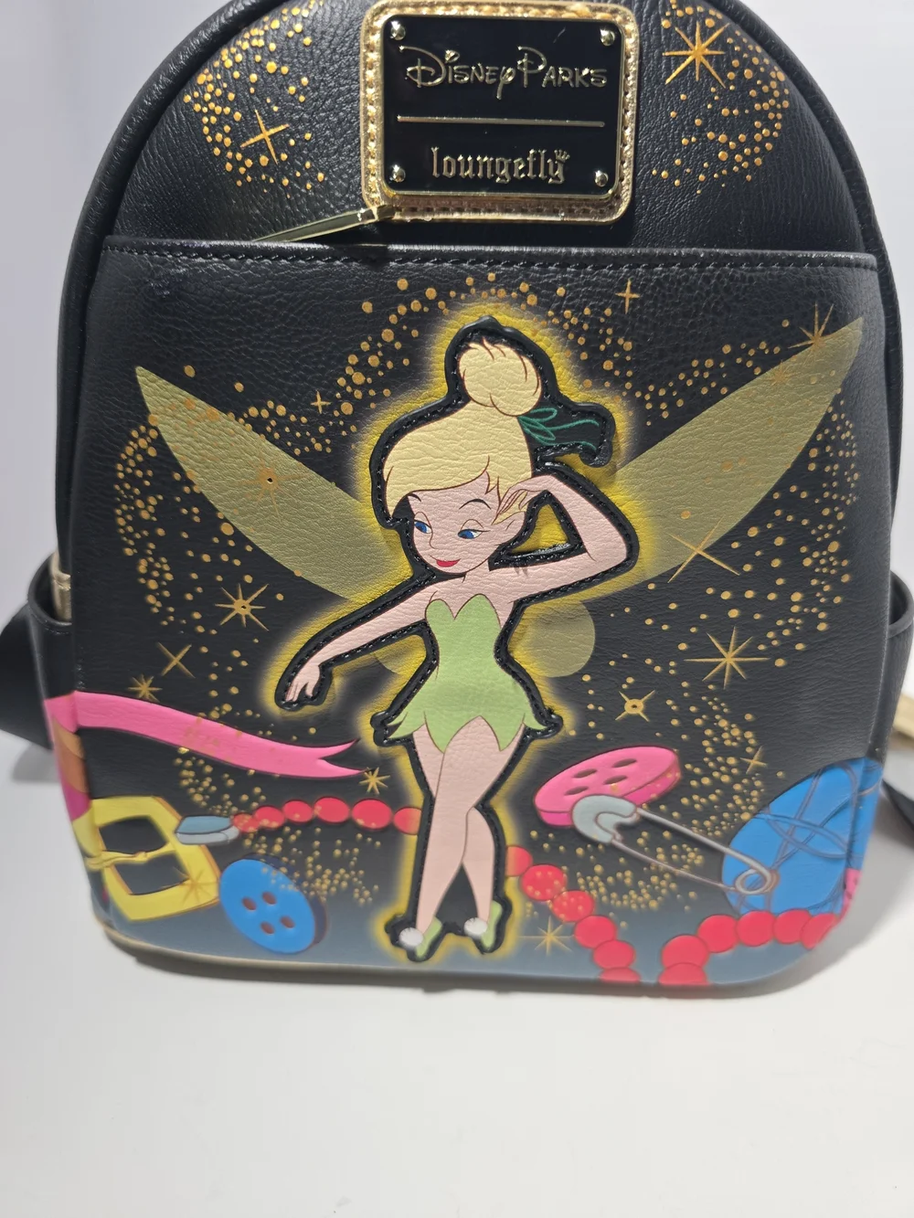 Loungefly Disney Tinker Bell Black Mini Backpack Lights Up